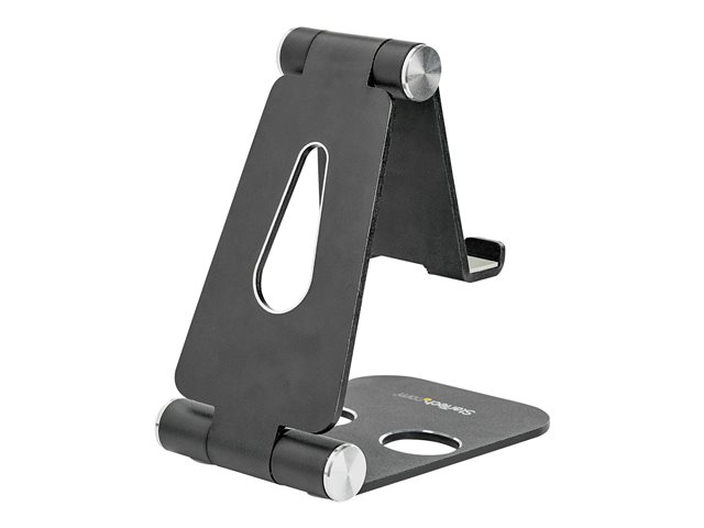 StarTech.com Phone and Tablet Stand, Foldable Universal Mobile Device Holder for Smartphones & Tablets, Adjustable Multi-Angle Viewing Ergonomic Cell Phone Stand for Desk, Portable, Black - Foldable Phone Holder (USPTLSTNDB) - Desktop stand for mobile phone, tablet - up to 13\" - black - for P/N: DK30CHPH