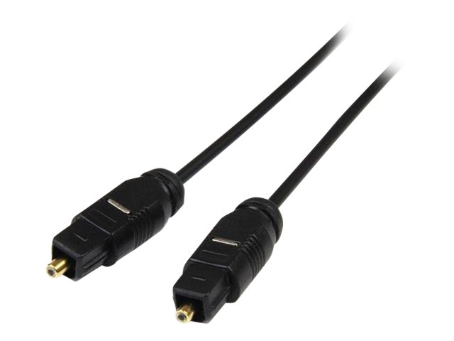 StarTech.com 15 ft Thin Toslink Digital Optical SPDIF Audio Cable - 15ft / 15 Feet Optical Audio Cable (THINTOS15) - Digital audio cable (optical) - SPDIF - TOSLINK male to TOSLINK male - 4.6 m - fibre optic - black - for P/N: FPCEILPTBLP, FPWARTB1M, FPWFXBAT, FPWTLTBAT, HD202A, STNDMTV100, STNDMTV70