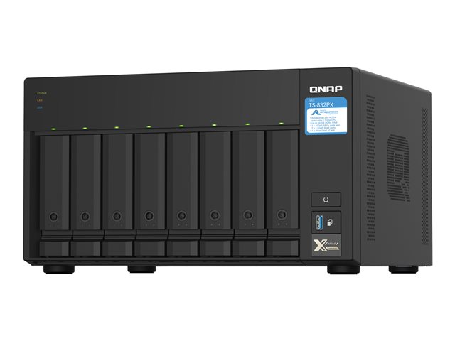QNAP TS-832PX-4G - NAS server - 8 bays - SATA 6Gb/s - RAID RAID 0, 1, 5, 6, 10, 50, 60, JBOD - RAM 4 GB - Gigabit Ethernet / 2.5 Gigabit Ethernet / 10 Gigabit Ethernet - iSCSI support