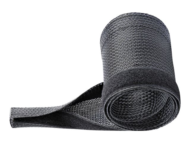 StarTech.com 10ft (3m) Cable Management Sleeve, Trimmable Heavy Duty Cable Wrap, 1.2\" (3cm) Dia Polyester Mesh Computer Cable Manager/Protector/Concealer - Black Cord Organizer/Hider, Floor Cable Cover, Wire Wraps (WKSTNCMFLX) - Cable management slee