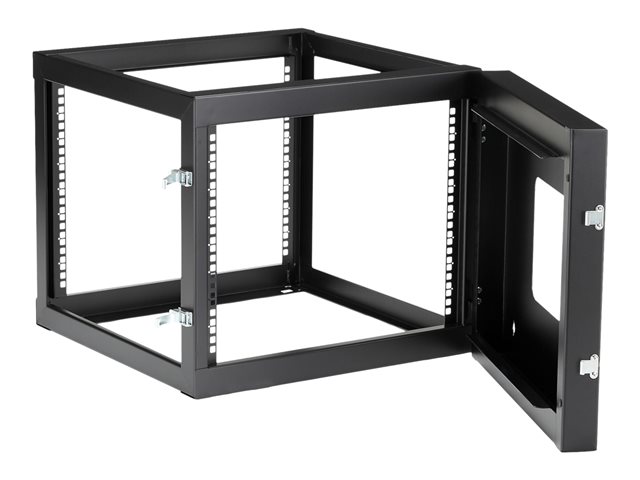 StarTech.com \"8U Hinged Open Frame Wall Mount Network Rack - 4-Post 22\"\" Depth Swing Out Computer Equipment Rack - 140lbs capacity (RK819WALLOH)\" - Rack - wall mountable - black - 8U - 22\"