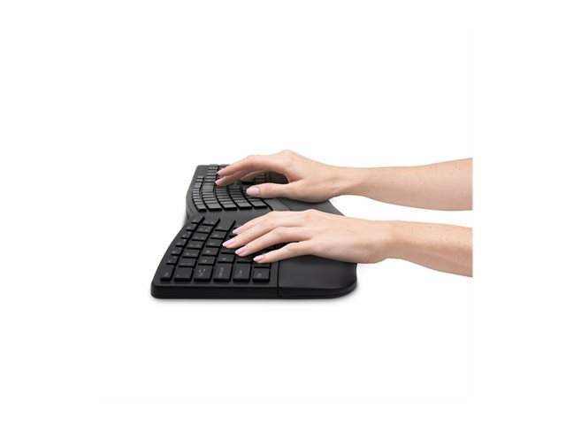 Kensington Pro Fit Ergo Wireless Keyboard - Keyboard - wireless - 2.4 GHz, Bluetooth 4.2 - French - black