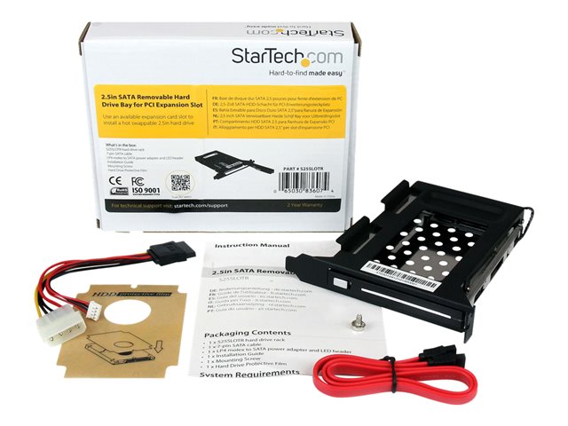 StarTech.com 2.5in SATA Removable Hard Drive Bay for PC Expansion Slot - Storage bay adapter - black - S25SLOTR - Storage bay adapter - black