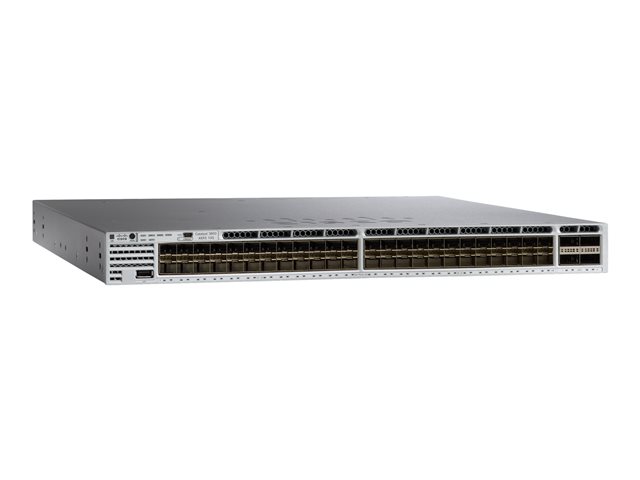 Cisco Catalyst 3850-48XS-S - Switch - L3 - Managed - 48 x 1 Gigabit / 10 Gigabit SFP+ + 4 x 40 Gigabit QSFP+ (uplink) - front to back airflow - desktop, rack-mountable - refurbished