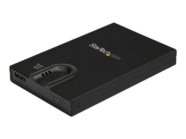 StarTech.com USB 3.0 to 2.5-inch SATA External Hard Drive Enclosure with Secure Biometric Fingerprint/Password Access for 256-bit AES Encrypted USB 3.1 Gen 1 5Gbps SSD/HDD Data Transfer - Portable Vented Aluminum Case - 8 fingerprints and permissions - OS Independent - Storage enclosure - 2.5\" - SATA 6Gb/s - USB 3.0 - black - TAA Compliant
