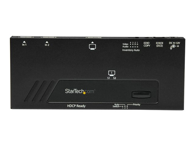 StarTech.com 2-Port HDMI Automatic Video Switch - 4K 2x1 HDMI Switch with Fast Switching, Auto-Sensing and Serial Control (VS221HD4KA) - Video/audio switch - 2 x HDMI - desktop