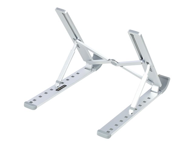 StarTech.com Foldable Laptop Riser Stand, Portable Height Adjustable Ergonomic Laptop Stand, Ventilated Aluminum Frame Supports 22lb (10Kg), Tilt/Raised/Angled Laptop/Tablet Stand, Collapsible Design - Notebook stand - desktop - up to 15.6\" - silver