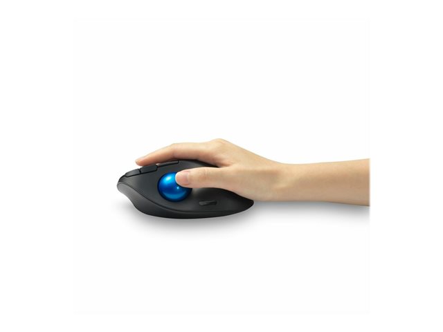 Kensington Pro Fit Ergo TB450 EQ - Trackball - ergonomic - optical - 7 buttons - wireless - 2.4 GHz, Bluetooth - USB wireless receiver