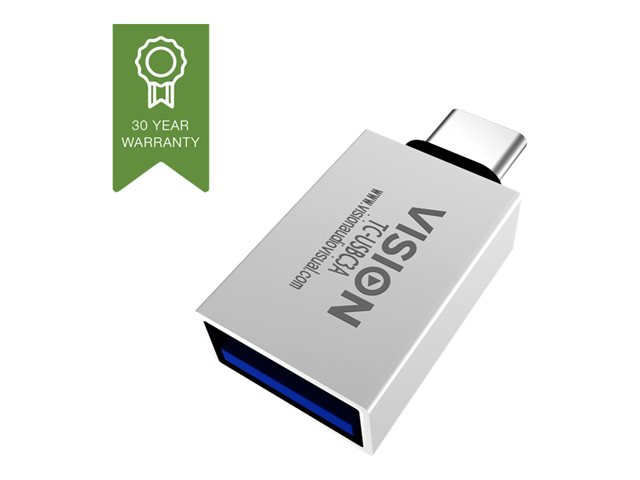 VISION Professional installation-grade USB-C to USB-A adapter - LIFETIME WARRANTY - plugs into USB-C and has full-sized USB-A 3.0 socket - USB-C (M) to USB Type A (F) - USB 3.1 Gen 2 - white