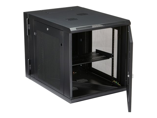 StarTech.com 12U 19\" Wall Mount Network Cabinet, 4 Post 24\" Deep Hinged Server Room Data Cabinet- Locking Computer Equipment Enclosure with Shelf, Flexible Vented IT Rack, Pre-Assembled - 12U Vented Cabinet (RK1232WALHM) - Rack enclosure cabinet - wall mountable - black - 12U
