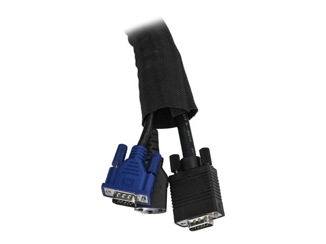 StarTech.com 6.5' (2m) Cable Management Sleeve, Flexible Coiled Cable Wrap, 1.0-1.5\" dia. Expandable Sleeve, Polyester Cord Manager/Protector/Concealer, Black Trimmable Cable Organizer - Flame Resistant UL94-V0 - Cable sleeving kit - black - 2 m