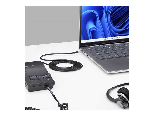 StarTech.com USB-C to RJ9 Adapter for Office Phone Handset or Wired/Wireless Headset, Use Existing Landline Hardware, 6ft/1.8m, For Laptop/Desktop Computer/Mobile - Headset adapter - 24 pin USB-C male to RJ-9 male - 1.8 m - black - bus powered