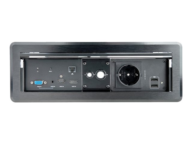 StarTech.com Conference Table Box for AV Connectivity & Power/Charging, 4K HDMI output w/ HDMI, DP, & VGA Inputs, GbE, Audio, Charging Station w/ 2x USB-A & 1x CE Certified EU Plug - Conference Room AV Connection (KITBXAVHDPEU) - Docking station - USB - VGA, HDMI, DP
