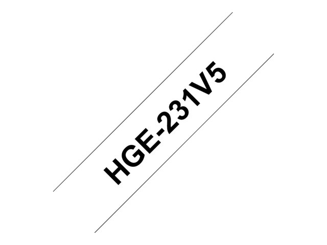 Brother HGE-231V5 - Black on white - Roll (1.2 cm x 8 m) 5 cassette(s) laminated tape - for P-Touch PT-9500pc, PT-9700PC, PT-9800PCN, P-Touch R RL-700S