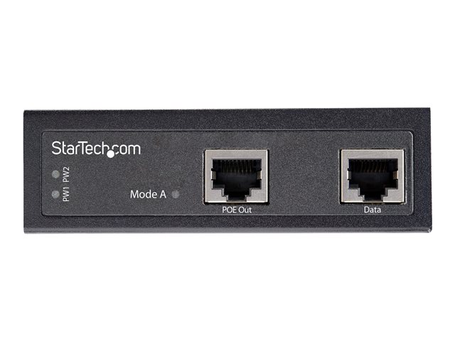 StarTech.com Industrial Gigabit Ethernet PoE Injector, 30W 802.3at PoE+ Midspan 48V-56VDC DIN Rail Power Over Ethernet Injector Adapter, -40C to +75C Cameras/Sensors/WiFi Access, 30W PoE - Midspan PoE Injector (POEINJ30W) - PoE injector - 30 Watt - output connectors: 2 - black
