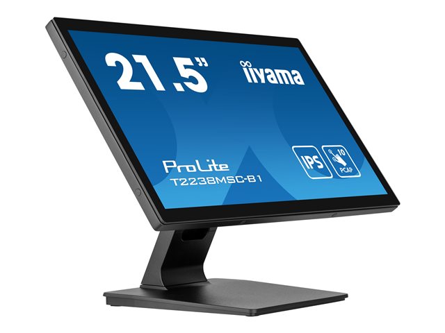 iiyama ProLite T2238MSC-B1 - LED monitor - 21.5\" - touchscreen - 1920 x 1080 Full HD (1080p) - IPS - 600 cd/m² - 1000:1 - 5 ms - HDMI, DisplayPort - speakers - matte black