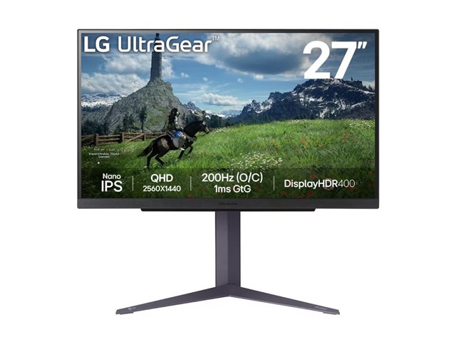 LG UltraGear 27GS85Q-B - LED monitor - gaming - 27\" - 2560 x 1440 QHD @ 180 Hz - Nano IPS - 400 cd/m² - DisplayHDR 400 - 1 ms - 2xHDMI, DisplayPort
