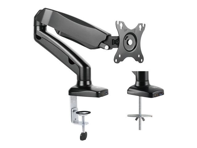 Bevestigingskit (klem, pakkingringklem, stand) - instelbare arm - voor LCD-scherm - plastic, aluminium, staal - zwart - schermgrootte: 13\"-32\" - te monteren op bureau