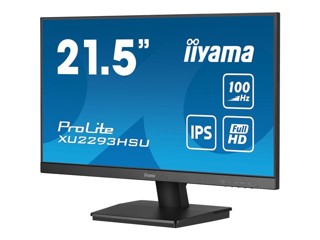 iiyama ProLite XU2293HSU-B7 - LED monitor - 22\" (21.5\" viewable) - 1920 x 1080 Full HD (1080p) @ 100 Hz - IPS - 300 cd/m² - 1000:1 - 1 ms - HDMI, DisplayPort - speakers - black, matte