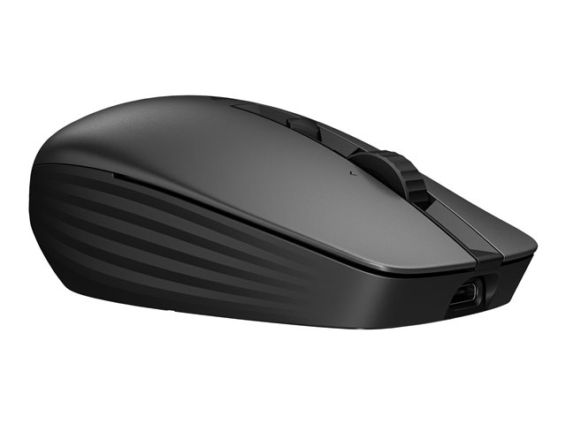 HP 715 - Mouse - multi-device, rechargeable - 7 buttons - wireless, wired - Bluetooth 3.0, 2.4 GHz - USB wireless receiver - black