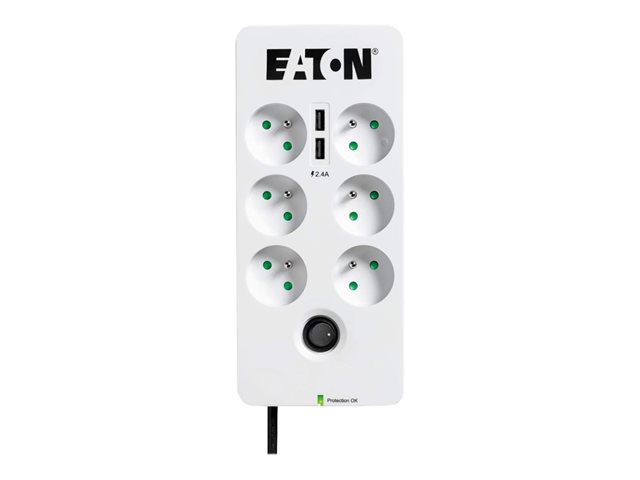 Eaton Protection Box - Surge protector - AC 220-250 V - 2500 Watt - output connectors: 6 - white