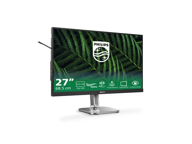Philips 27B2G5200 - LED monitor - 27\" - 1920 x 1080 Full HD (1080p) @ 100 Hz - IPS - 1500:1 - HDMI, VGA, DisplayPort - speakers - silver, charcoal