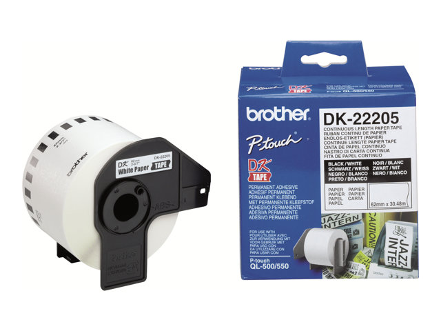 Brother DK-22205 - Black on white - Roll (6.2 cm x 30.5 m) thermal paper - for Brother QL-1050, 1060, 1110, 500, 550, 560, 570, 580, 600, 650, 700, 710, 720, 820