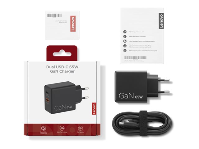 Lenovo Dual USB-C 65W GaN Charger