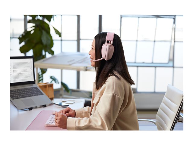 Logitech Zone Vibe 100 - Headset - full size - Bluetooth - wireless - rose