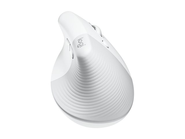 Logitech Lift for Business - Vertical mouse - ergonomic - 6 buttons - wireless - Bluetooth, 2.4 GHz - Logitech Logi Bolt USB receiver - off-white