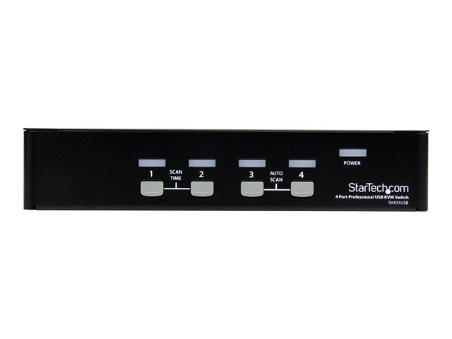 StarTech.com 4 Port Professional VGA USB KVM Switch with Hub - 1U Rack-mountable KVM Switch (SV431USB) - KVM switch - 4 x KVM port(s) - 1 local user - desktop - for P/N: SV431RACK, SVUSB2N1_10, SVUSB2N1_15, SVUSB2N1_6