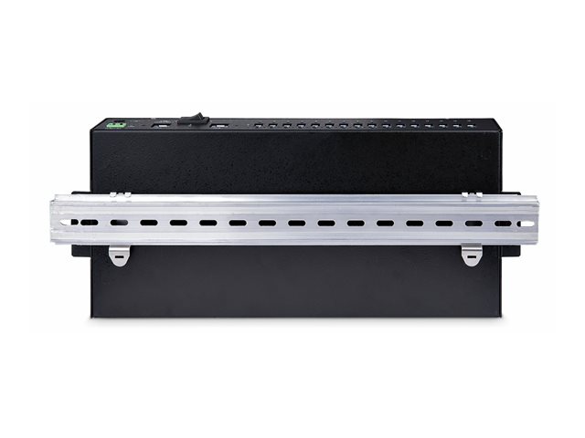 StarTech.com 16-Port Industrial USB 5Gbps Hub with Power Adapter, Metal Enclosure, Mountable, ESD Protection, Terminal Block Power, USB Charging, Dual-Host Switch - TAA - Hub - 16 x USB 3.2 Gen 1 - desktop, rack-mountable, wall-mountable, DIN rail mountable - TAA Compliant