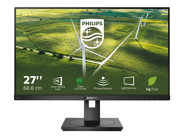 Philips B Line 272B1G - LED monitor - 27\" - 1920 x 1080 Full HD (1080p) @ 75 Hz - IPS - 250 cd/m² - 1000:1 - 4 ms - HDMI, DVI-D, VGA, DisplayPort - speakers - black texture