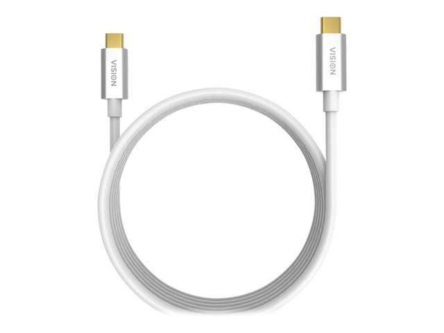 VISION Professional installation-grade USB-C cable - LIFETIME WARRANTY - USB 3.2 10 Gbps - Twisted pair construction - supports 5A charging current - USB-C 3.2 (M) to USB-C 3.2 (M) - outer diameter 5 mm - 32 + 24 AWG - 4 m - white