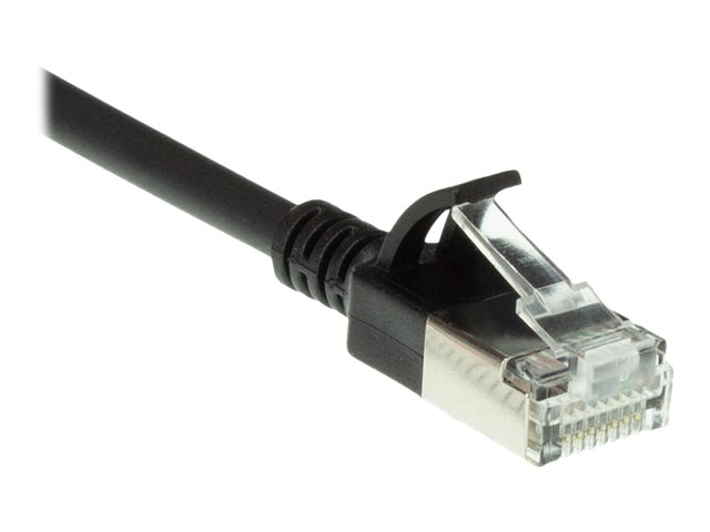Zwarte 1 meter LSZH U/FTP CAT6A datacenter slimline patchkabel snagless met RJ45 connectoren - PolyBag