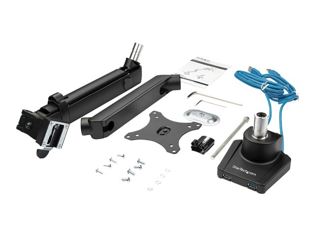 StarTech.com Desk Mount Monitor Arm with 2x USB 3.0 ports, Slim Full Motion Adjustable Single Monitor VESA Mount up to 17.6lbs (8kg) Display, Ergonomic Articulating Arm, Desk Clamp/Grommet - One-touch Adjustment (ARMSLIM2USB3) - Mounting kit (articulating arm, desk clamp mount, grommet clamp) - Slim Full-motion - for LCD display/ curved LCD display - heavy duty aluminium - black - screen size: 17\"-34\" - desk-mountable