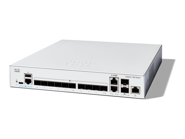 Cisco Catalyst 1300-12XS - Switch - L3 - smart - 12 x 10GBase-X + 2 x combo 10 Gigabit SFP+/RJ-45 - rack-mountable - remanufactured