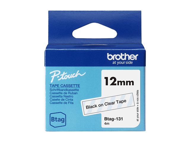 Brother BTAG-131 - Black on clear - Roll (1.2 cm x 4 m) 1 cassette(s) hanging box - label tape