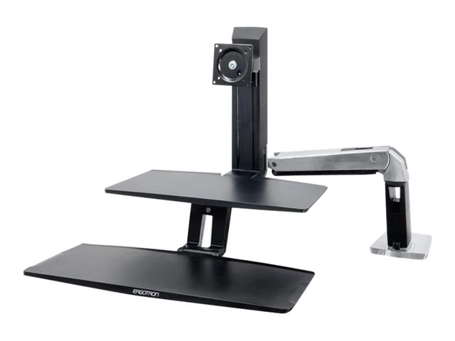Ergotron WorkFit-A with Suspended Keyboard, Single LD Standing Desk - Stand - for LCD display / keyboard - black, polished aluminium - screen size: up to 24\"