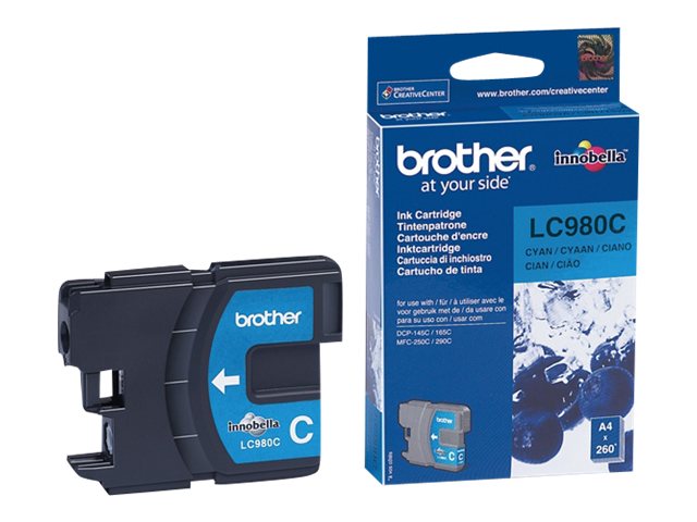 Brother LC980C - Cyan - original - ink cartridge - for Brother DCP-145, 163, 167, 193, 195, 197, 365, 373, 375, 377, MFC-250, 255, 290, 295, 297