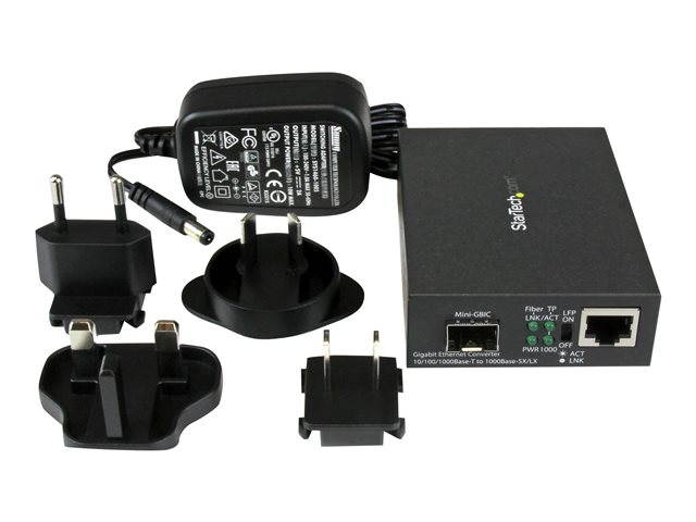 StarTech.com Multimode / Single Mode Fiber Media Converter - Open SFP Slot - 10/100/1000Mbps RJ45 Port - LFP Supported - IEEE 802.1q Tag VLAN - (MCM1110SFP) - Fibre media converter - 1GbE - 10Base-T, 1000Base-LX, 1000Base-SX, 100Base-TX, 1000Base-T - RJ-45 / SFP (mini-GBIC) - for P/N: GLCLHSMDSTTA, GLCSXMMDST, GLCSXMMDSTT, GLCTEST, MASFP1GBTXST, SFP1GELXST