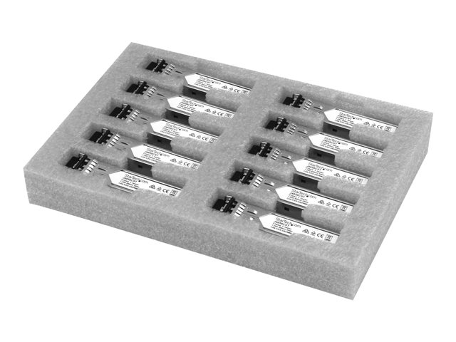 StarTech.com 10 pack HPE J4858C Compatible SFP Module, 1000BASE-SX, 1GbE Multi Mode (MMF) Fiber Optic Transceiver, 1 Gigabit Ethernet SFP, LC Connector, 550m, 850nm, DDM, HPE 1400, 1700, 1820 - Lifetime Warranty (J4858C10PKST) - SFP (mini-GBIC) transceiver module (equivalent to: HP J4858C) - 1GbE - 1000Base-SX - LC multi-mode - up to 550 m - 850 nm (pack of 10) - for HPE 1700, 2610, 6120, Switch XL 10/100/1000, HPE Aruba 2530, 2930F 24, 2930F 48, 5406
