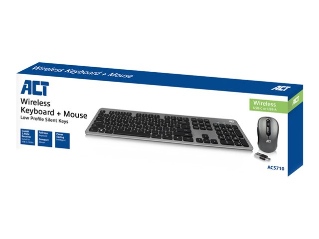 ACT AC5710 - Toetsenbord en muis set - draadloos - 2.4 GHz - QWERTY - VS - zwart