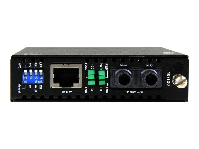StarTech.com 10/100 Mbps Ethernet to Fiber Optic Media Converter - Steel - Chassis Mount - ST Multimode - 1310nm - 2km (ET90110ST2) - Fibre media converter - 100Mb LAN - 10Base-T, 100Base-FX, 100Base-TX - RJ-45 / ST multi-mode - up to 2 km - 1310 nm - for P/N: ETCHS2U, SVA12M2NEUA, SVA12M5NA