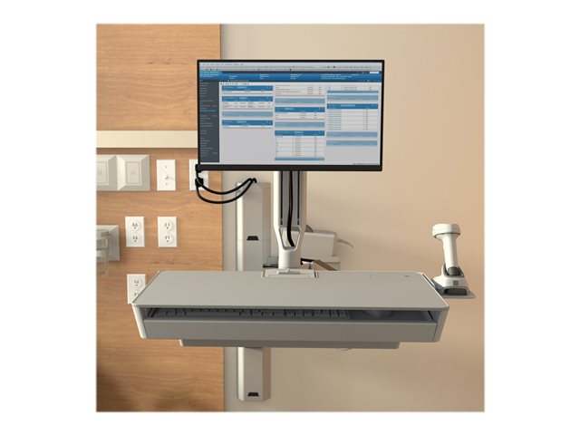 Ergotron CareFit Combo System with Worksurface - Mounting kit (articulating arm, pull-out keyboard tray with integrated worksurface, wall mount base, track mount adapter, wall track 34\", wall track covers, track mount bracket) - modular - for LCD display / keyboard - aluminium, plastic - white - screen size: up to 27\" - wall-mountable