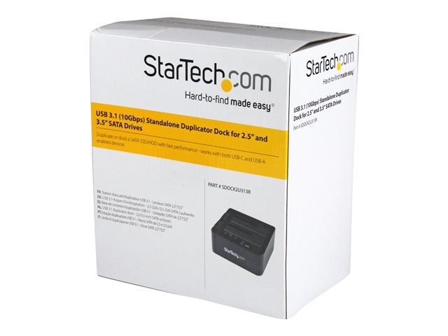 StarTech.com Standalone Hard Drive Duplicator, Dual Bay HDDSSD ClonerCopier, USB 3.1 (10 Gbps) to SATA III (6Gbps) HDDSSD Docking Station, Hard Disk Duplicator Dock - Hard Drive Cloner - Hard drive duplicator - 2 bays (SATA-300) - for P/N: TBLT3MM1MA, TBLT3MM2M, TBLT3MM2MA