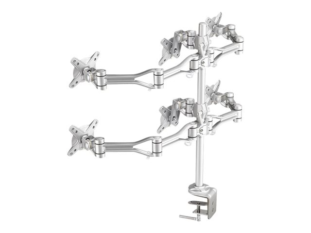 Neomounts FPMA-D1030D-6 - Mounting kit - full-motion - for 6 LCD displays - silver - screen size: 10\"-18\" - clamp mountable, desk-mountable