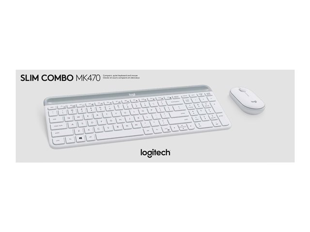 Logitech Slim Wireless Combo MK470 - Keyboard and mouse set - wireless - 2.4 GHz - French - off-white