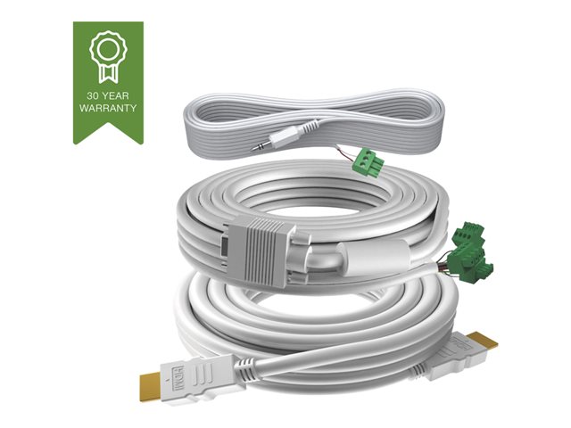 VISION Techconnect Modular AV Faceplate Cable Pack - LIFETIME WARRANTY - 10 m (33 ft) Professional Installation Cable Package - cable pre-terminated to plug into directly into rear of faceplate modules - includes 1 x VGA cable, 1 x minijack cable, 1 x HDMI cable (4K, 28 AWG) - white