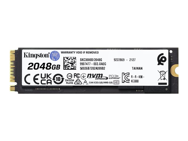 Kingston KC3000 - SSD - 2048 GB - internal - M.2 2280 - PCIe 4.0 (NVMe) - for Intel Next Unit of Computing 12 Pro Kit - NUC12WSKi5